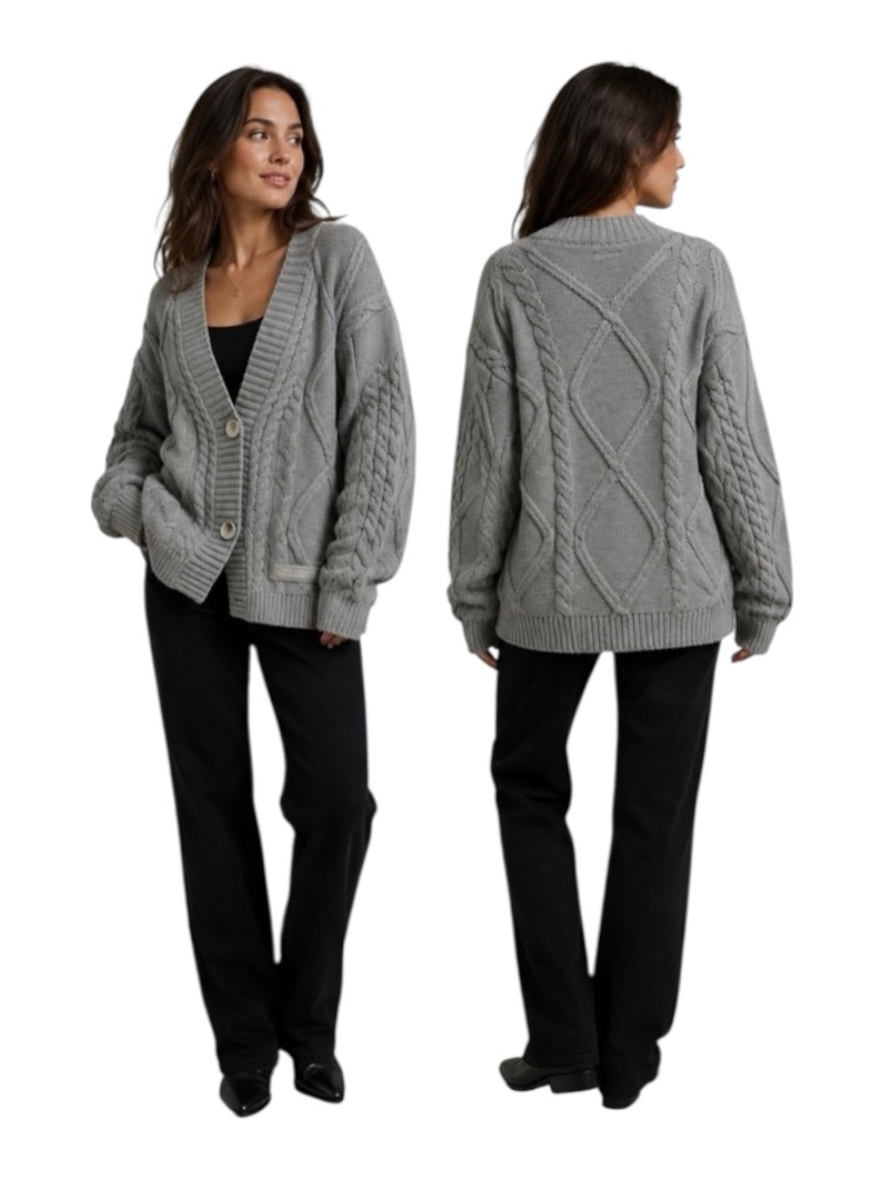 Taylor Swift Tortured Poets Department Gray Cable Knit Cardigan XS S TTPD